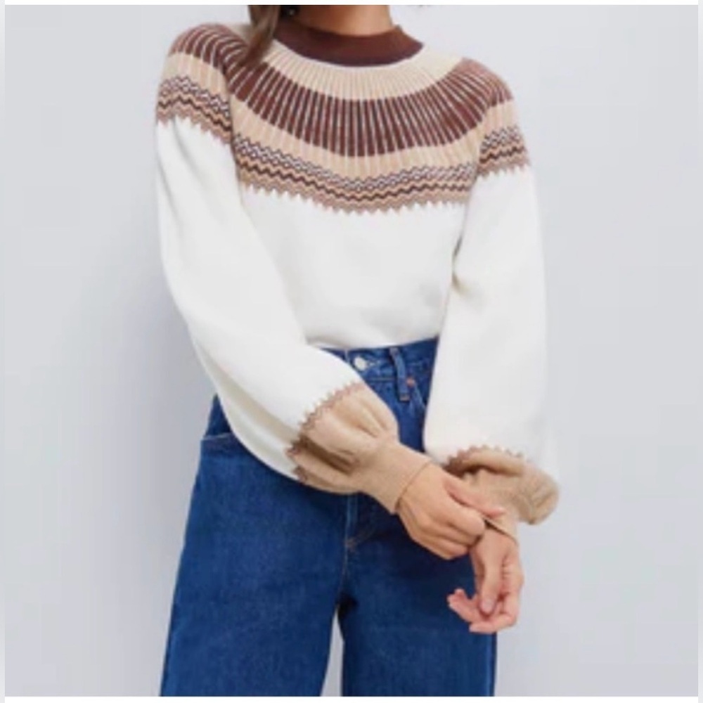 Tuckernuck Hyacinth House Fairisle Crew Neck Color Block Sweater. Size XL - Picture 3 of 15